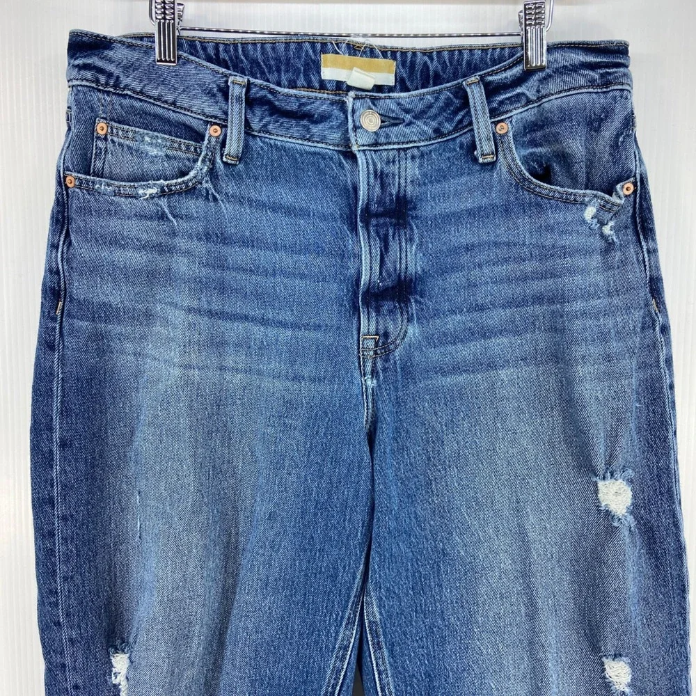 Goldie Blues Brooklyn Relaxed Straight Ankle High Rise Ripped Blue Denim Jean 16